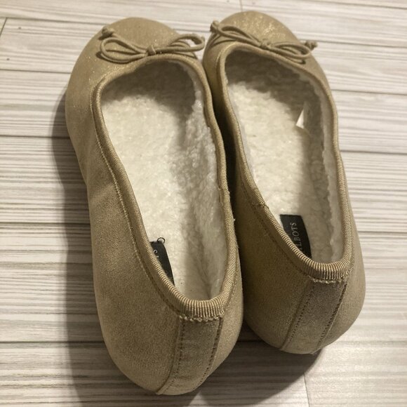TALBOTS COZY SUEDE BALLET SLIPPERS TANISH GOLD IN COLOR SIZE 9M - Picture 5 of 9